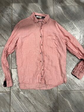 Tailor Vintage Pink Linen Casual Button-Down Shirt